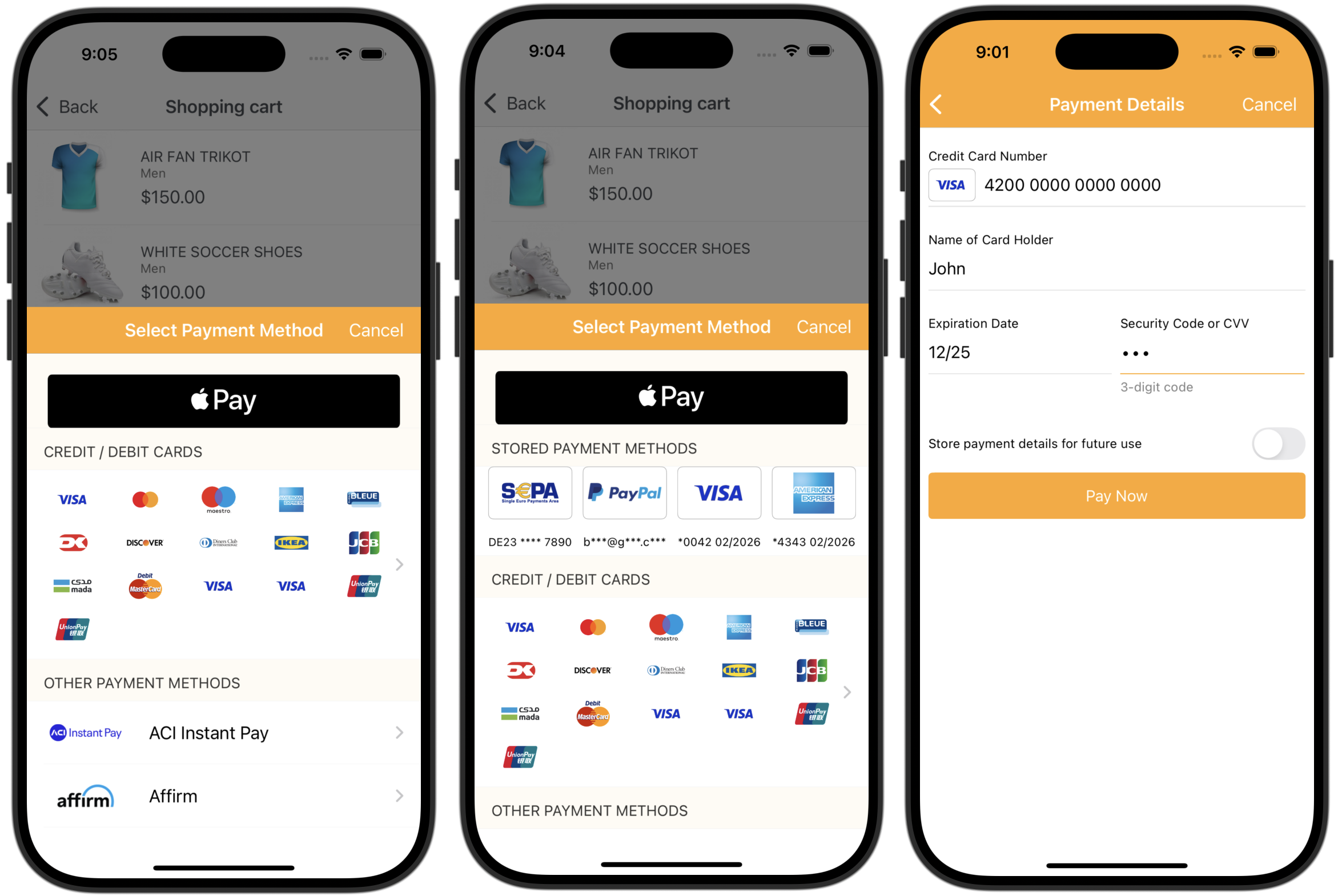iOS Prebuilt Checkout Screens